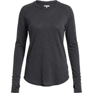 We The Free FP Long Sleeve Shirt Womens M Black Excellent Raw Hem Thumbholes